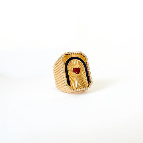 Bague 47 Marie Lichtenberg - Bague Heart Mini Scap en or jaune et diamants 58 Facettes