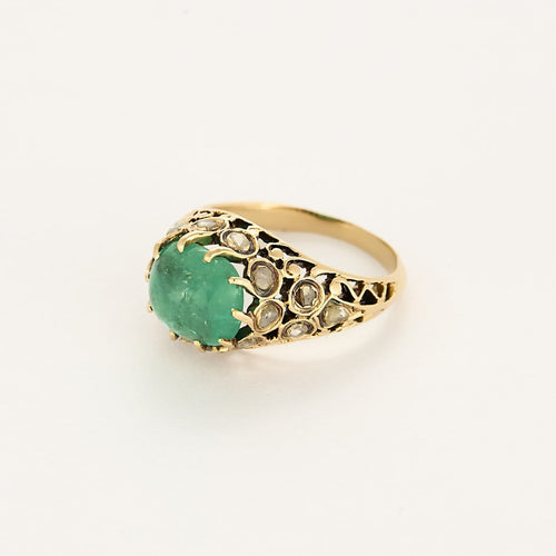 Bague 48 Bague jarretière en or jaune 18K avec émeraude 2,04 ct et diamants 58 Facettes BIA1305