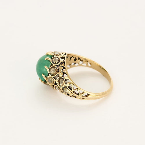 Bague 48 Bague jarretière en or jaune 18K avec émeraude 2,04 ct et diamants 58 Facettes BIA1305