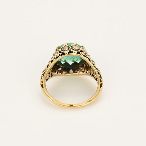 Bague 48 Bague jarretière en or jaune 18K avec émeraude 2,04 ct et diamants 58 Facettes BIA1305