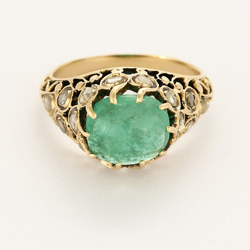 Bague 48 Bague jarretière en or jaune 18K avec émeraude 2,04 ct et diamants 58 Facettes BIA1305