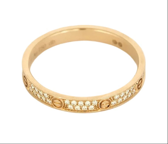Bague 55 Cartier Love - Bague en or rose 18K pavée de diamants 58 Facettes 58FC40