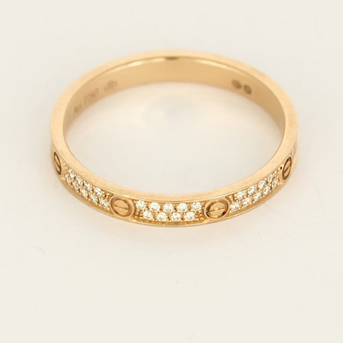 Bague 55 Cartier Love - Bague en or rose 18K pavée de diamants 58 Facettes 58FC40