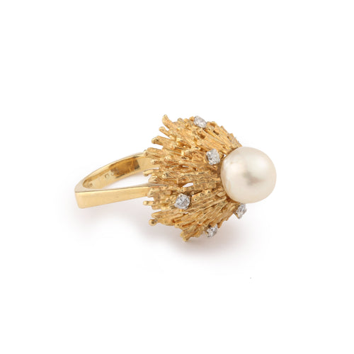 Bague 52 Andrew Grima - Bague perle et diamants en or jaune 18 carats 58 Facettes BS170