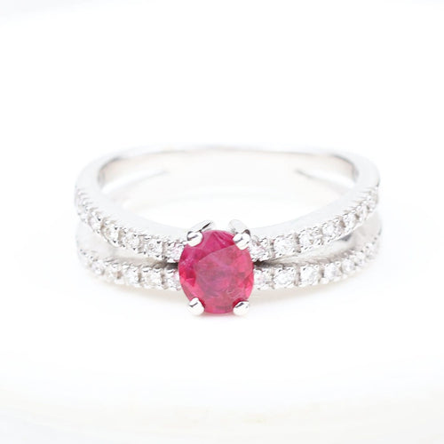 Bague 56 Bague rubis et diamants en or blanc 18K 58 Facettes 138317D