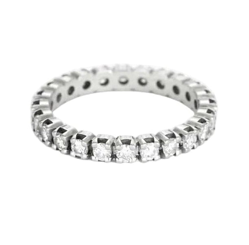 Bague 53 Alliance Américaine or blanc et diamants 1,5 cts 58 Facettes GU184