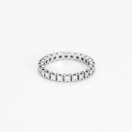 Bague 53 Alliance Américaine or blanc et diamants 1,5 cts 58 Facettes GU184