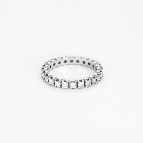 Bague 53 Alliance Américaine or blanc et diamants 1,5 cts 58 Facettes GU184