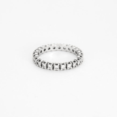 Bague 53 Alliance Américaine or blanc et diamants 1,5 cts 58 Facettes GU184