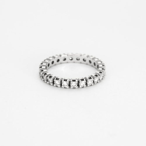 Bague 53 Alliance Américaine or blanc et diamants 1,5 cts 58 Facettes GU184