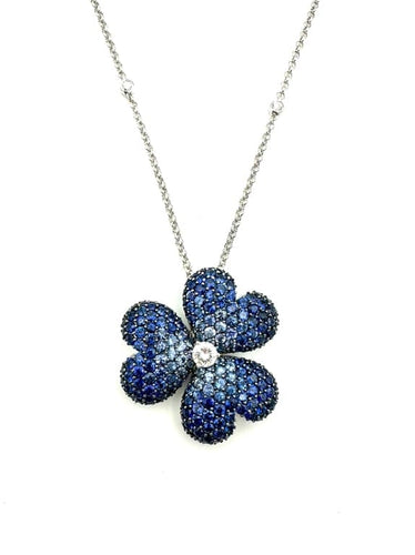 Collier Mouawad Flower of Eternity - Collier en or blanc 18K saphirs et diamants 58 Facettes MOUAWAD Collier