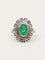 Bague 52 Bague ancienne or argent émeraude ovale diamants 58 Facettes 1174.7
