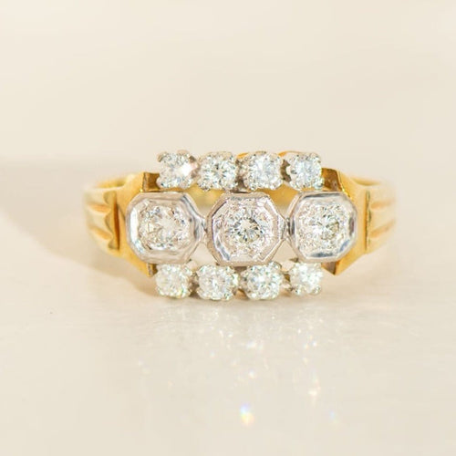 Bague 60.5 Art Déco - Bague vintage en or jaune 14K diamants 0,70 ct 58 Facettes 1815