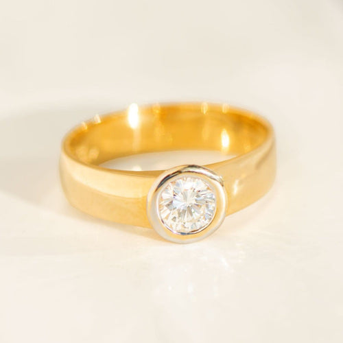 Bague 55 Solitär-Ring - Bague en or jaune 14K diamant 0,52 ct 58 Facettes