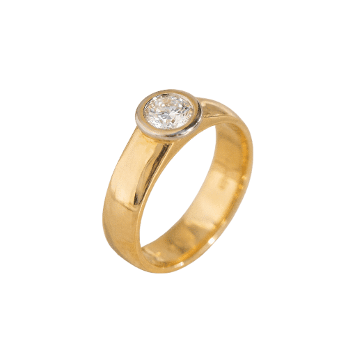 Bague 55 Solitär-Ring - Bague en or jaune 14K diamant 0,52 ct 58 Facettes HJ250199