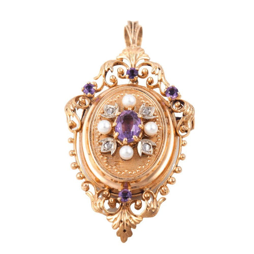Pendentif Broche/pendentif améthyste et diamants 58 Facettes