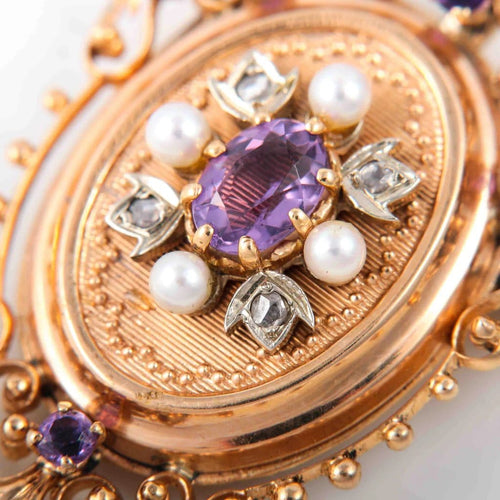 Pendentif Broche/pendentif améthyste et diamants 58 Facettes