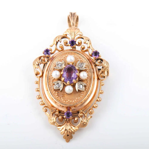 Pendentif Broche/pendentif améthyste et diamants 58 Facettes