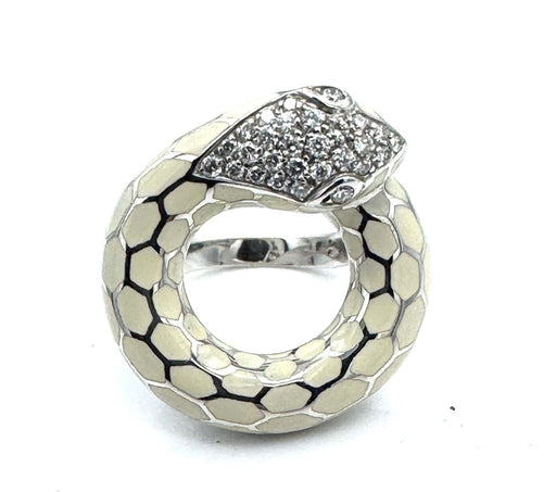 Bague 54 Bague serpent en or jaune 18 carats, laque et diamants 0,60 ct 58 Facettes 250267