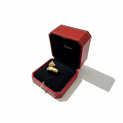 Bague 49 Cartier Panthère La Carda - Bague en or jaune, tsavorite et onyx 58 Facettes Panthere
