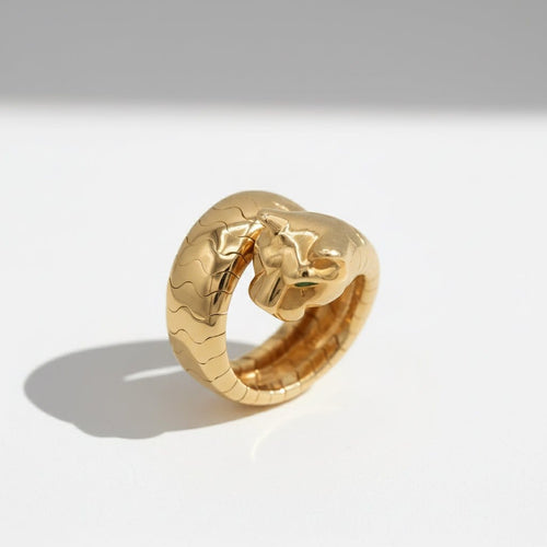 Bague 49 Cartier Panthère La Carda - Bague en or jaune, tsavorite et onyx 58 Facettes Panthere