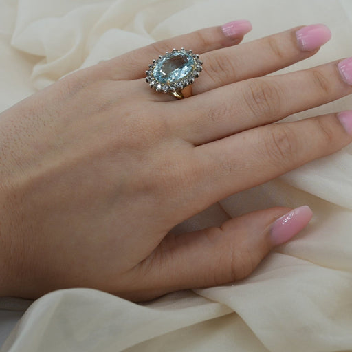 Bague 53.5 Bague Pompadour en or rose 18 carats et aigue-marine 58 Facettes Bague 129-1