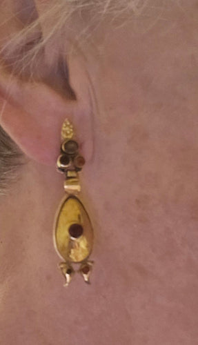 Boucles d'oreilles Catalan - Boucles d'oreilles en or 18 ct et grenats hessonite 58 Facettes 1