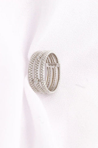 Bague 52 Mauboussin Le Premier Jour - Bague 3 anneaux perlés en or blanc et diamants 58 Facettes 250354