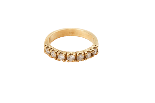 Bague 53 Bague demi-alliance en or jaune 750 sertie de 7 diamants 58 Facettes 250074