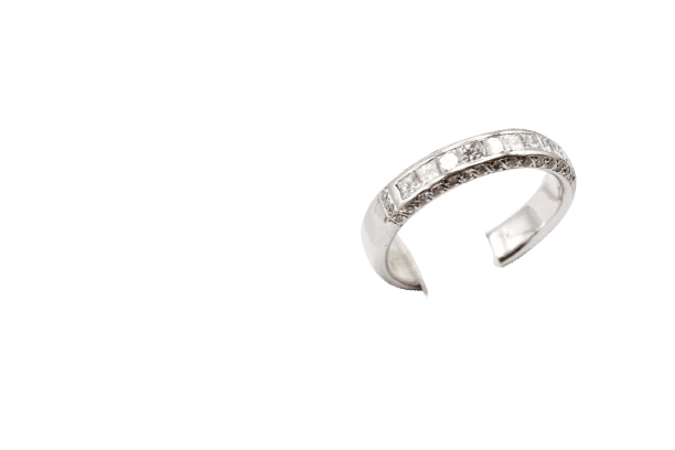 Bague 55 Bague demi-alliance en or blanc 750 sertie de diamants princesse 0,70 ct 58 Facettes 240269