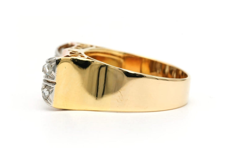 Bague 60 Bague Art déco en or jaune et blanc 18 carats sertie de diamants 58 Facettes 23502