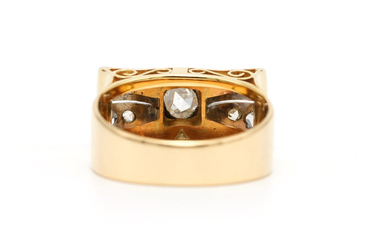 Bague 60 Bague Art déco en or jaune et blanc 18 carats sertie de diamants 58 Facettes 23502