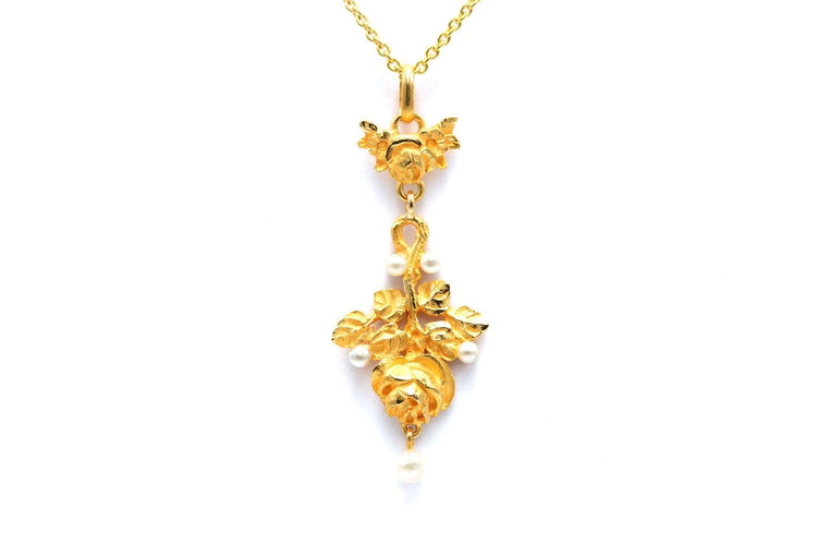 Pendentif Pendentif Napoléon III en or jaune 18 carats serti de perles 58 Facettes 23541