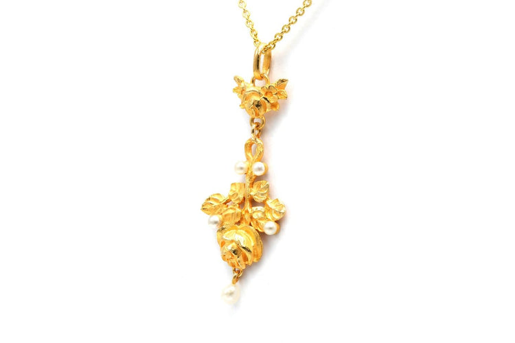 Pendentif Pendentif Napoléon III en or jaune 18 carats serti de perles 58 Facettes 23541