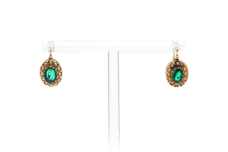 Boucles d'oreilles Napoléon III - Boucles d'oreilles en or jaune, perles et cristal 58 Facettes 23543