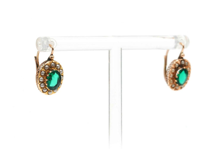 Boucles d'oreilles Napoléon III - Boucles d'oreilles en or jaune, perles et cristal 58 Facettes 23543