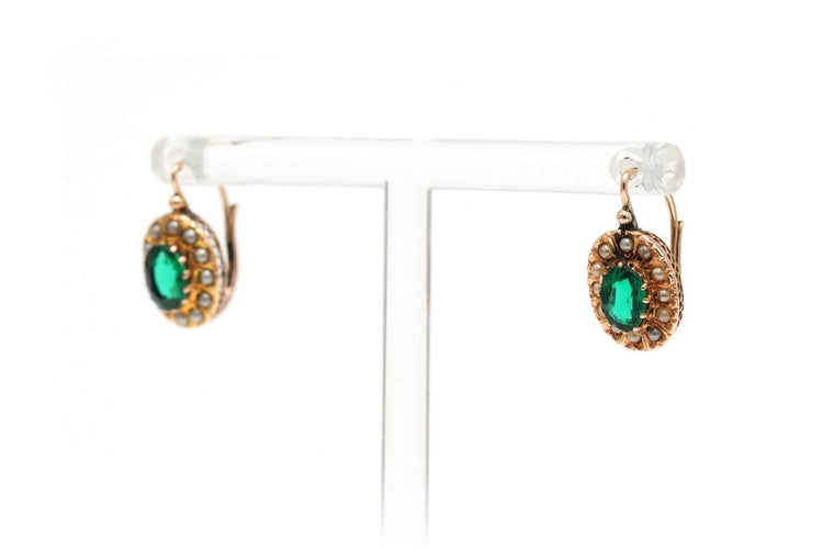 Boucles d'oreilles Napoléon III - Boucles d'oreilles en or jaune, perles et cristal 58 Facettes 23543