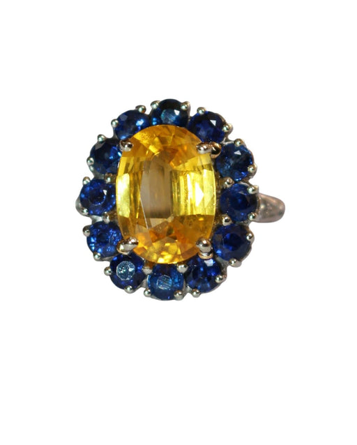 Bague 52 Bague marguerite saphir jaune en or blanc 18 carats 58 Facettes 609