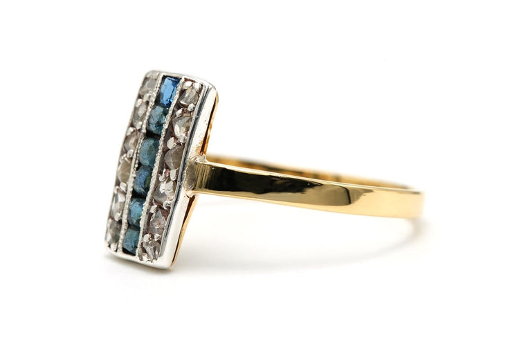 Bague 62 Bague Art déco sertie de diamants taille rose et saphirs en or jaune 18 carats 58 Facettes 23381