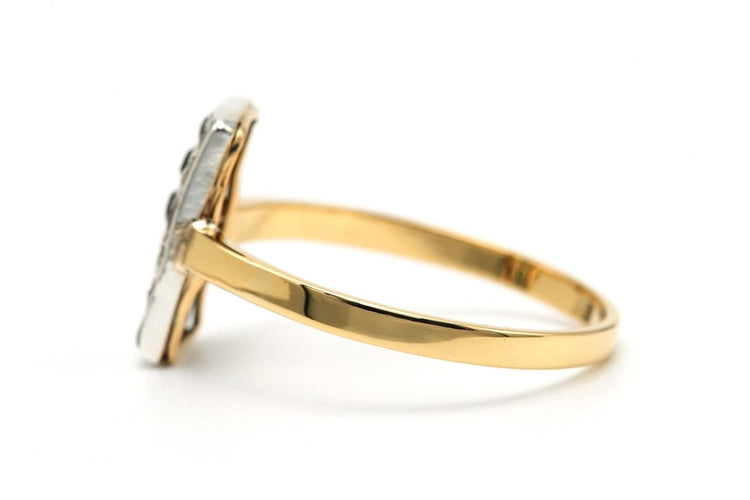 Bague 62 Bague Art déco sertie de diamants taille rose et saphirs en or jaune 18 carats 58 Facettes 23381