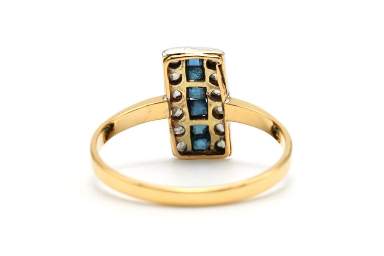 Bague 62 Bague Art déco sertie de diamants taille rose et saphirs en or jaune 18 carats 58 Facettes 23381