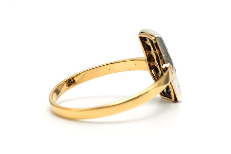 Bague 62 Bague Art déco sertie de diamants taille rose et saphirs en or jaune 18 carats 58 Facettes 23381