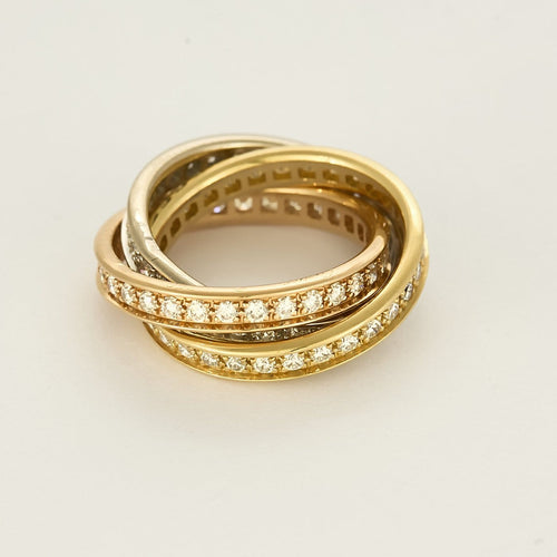 Bague 51 CARTIER - Superbe et Rare Bague « Trinity » trois ors 58 Facettes B250618