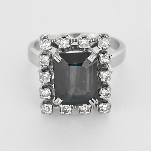 Bague 50.5 Bague vintage en or blanc, saphir et diamants 58 Facettes B260062