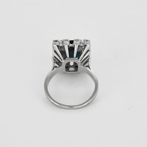 Bague 50.5 Bague vintage en or blanc, saphir et diamants 58 Facettes B260062