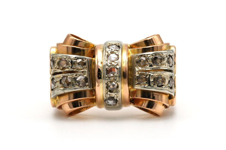Bague 53 Bague Art déco sertie de diamants taille rose en or jaune 18 carats 58 Facettes 23520