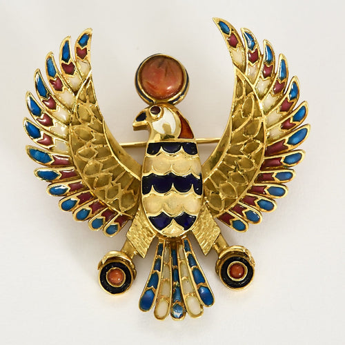 Pendentif Broche/pendentif motif égyptien en or jaune et émail 58 Facettes LF4