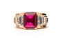 Bague 64 Bague Art déco en or jaune 18 carats, rubis synthétique et diamants 58 Facettes 22692