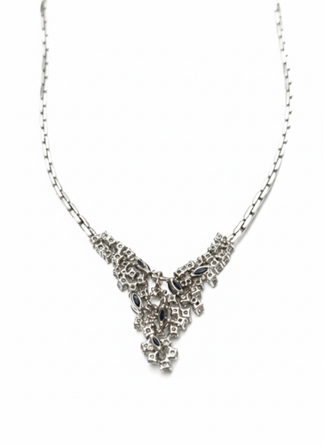 Collier Collier ras-de-cou vintage - Collier en or 18K avec diamants et saphirs 58 Facettes E58
