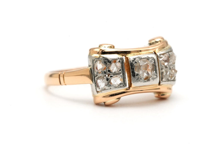 Bague 55 Art déco - Bague en or jaune 18 carats et diamants 58 Facettes B819